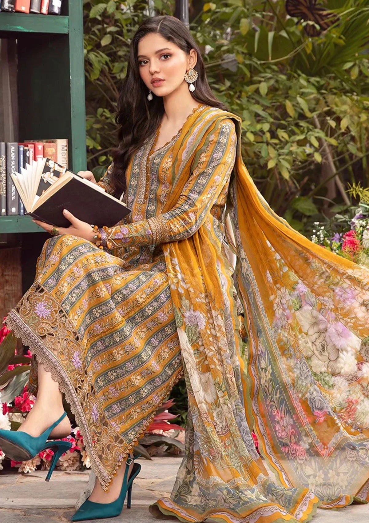 Lawn Collection - Maria B - M Prints - Spring Summer - MM24#7 A- Mehndi- Lawn