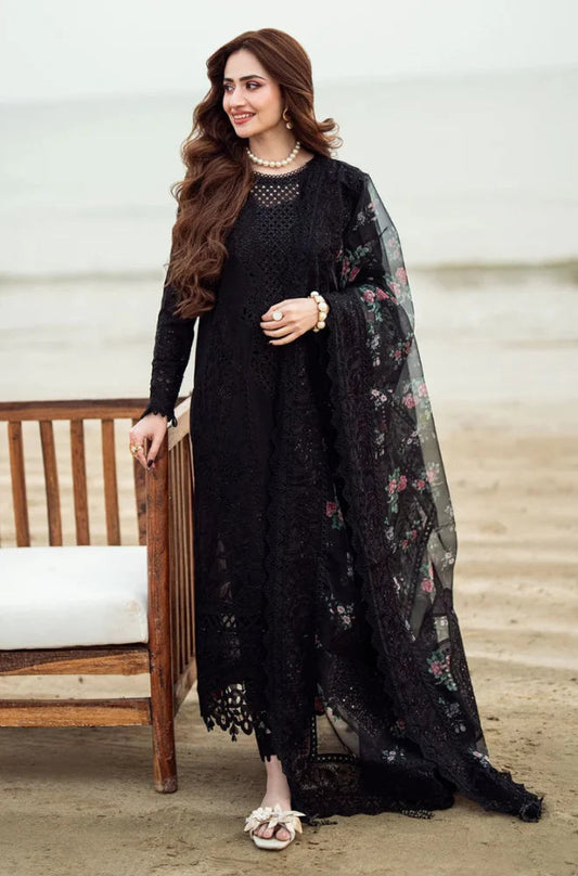 Nureh | Black - Cambric With Organza Dupatta Collection