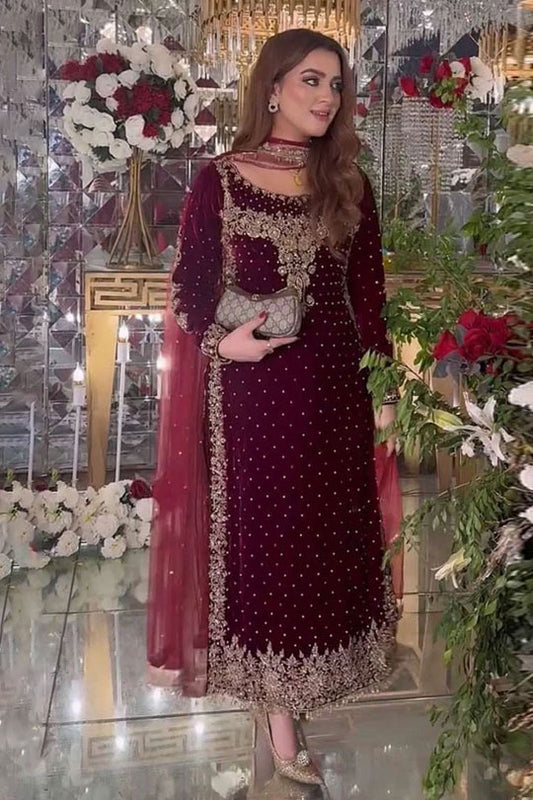Aneelas Collection | Maroon - Micro Velvet Collection