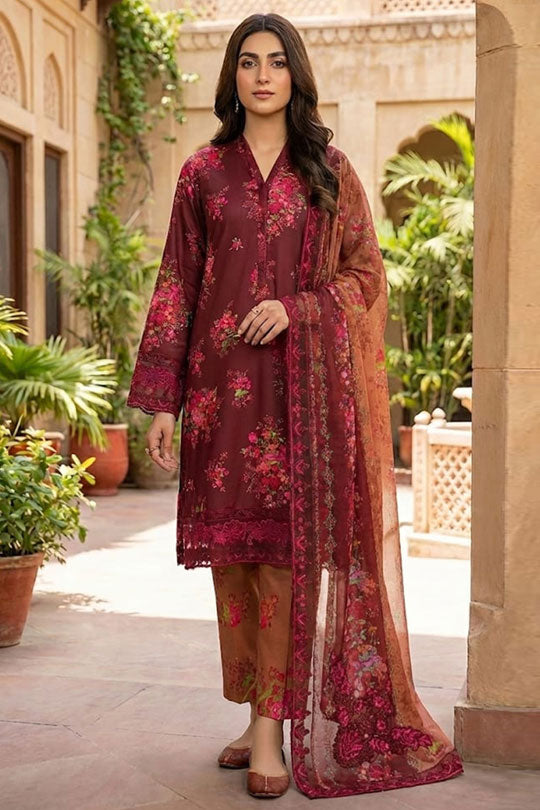 Aneelas Collection - Maroon | Lawn Collection