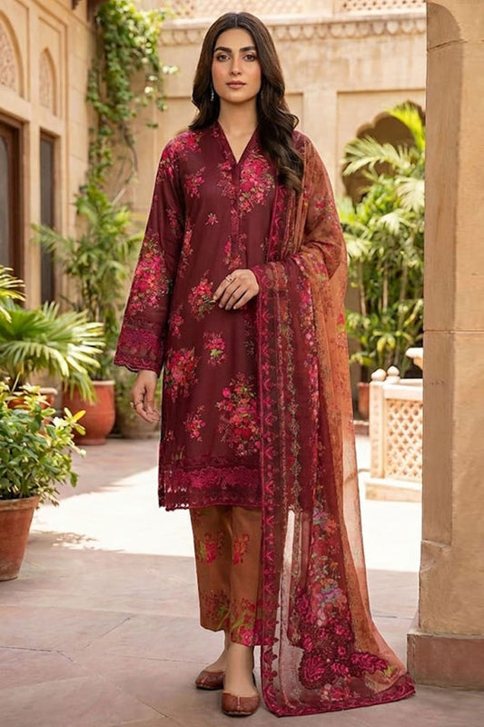 Aneelas Collection - Maroon | Lawn Collection