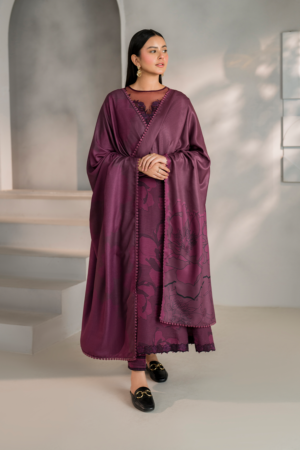 Iznik UE -351 | Maroon - Luxury Embroidered Lawn Collection