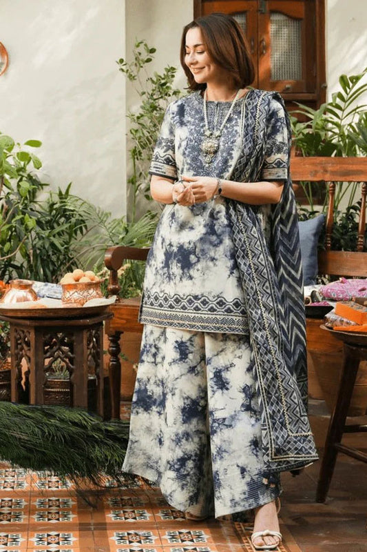 Sapphire | Blue & White - Lawn with Chiffon Dupatta Collection