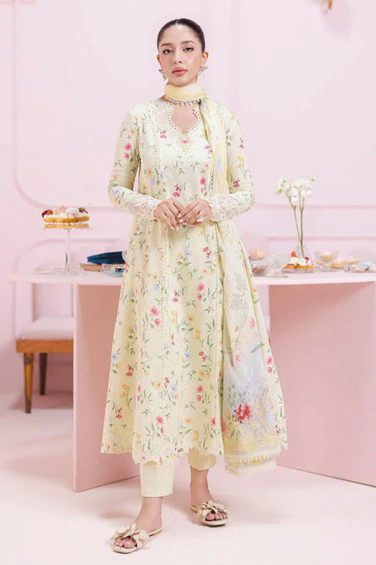 Qalamkar EM-04B | Lime - Embroidered Linen Collection