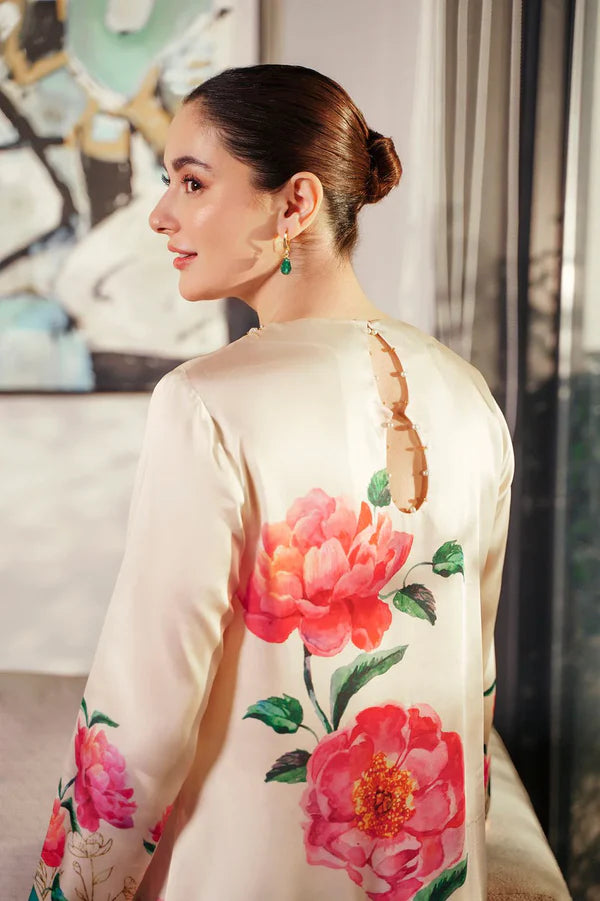 Lulusar Formal Silk Dress 3 PCS UNSTITCHED SUIT Qilar Long-White-Silk