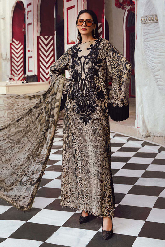 Maria.B MPT-2702 | Beige & Black - Lawn Collection