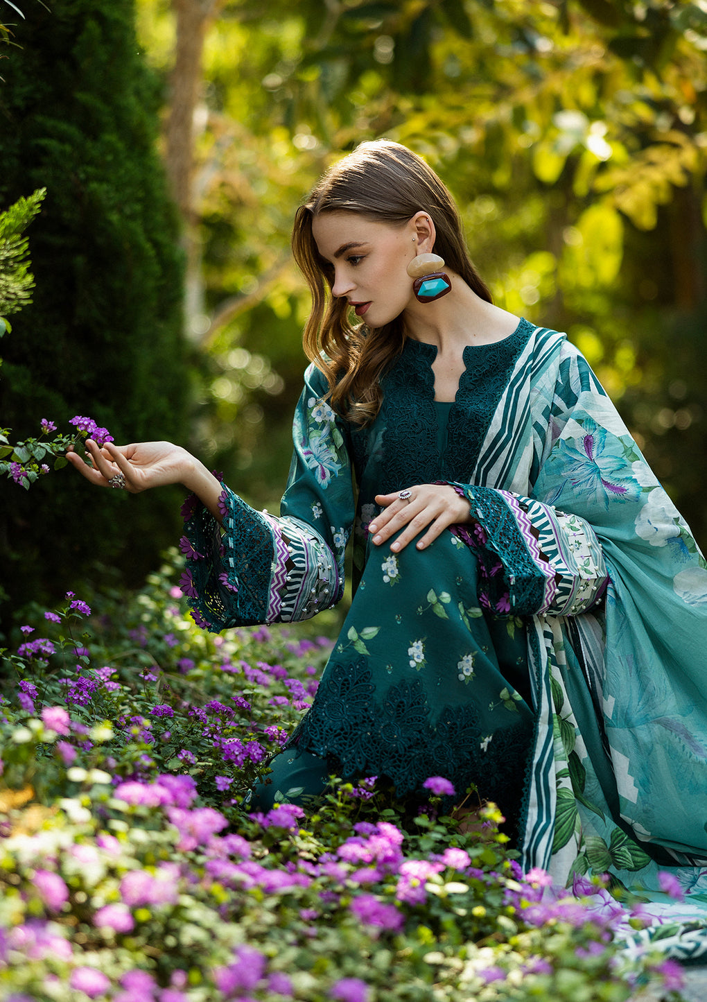 Elaf ELK-07B | Green - Chikankari Collection