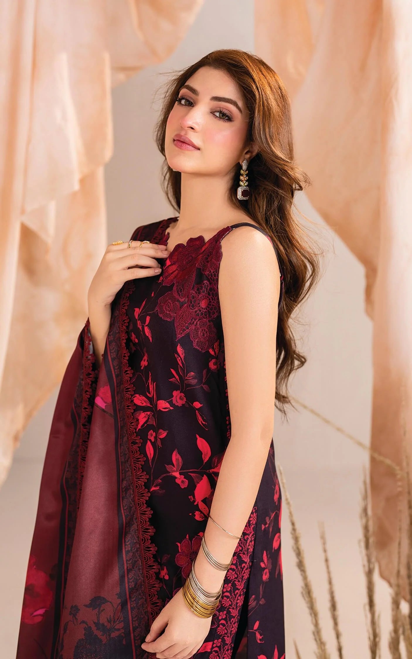 Asifa & Nabeel - Lawn - Meraki - Black & Red