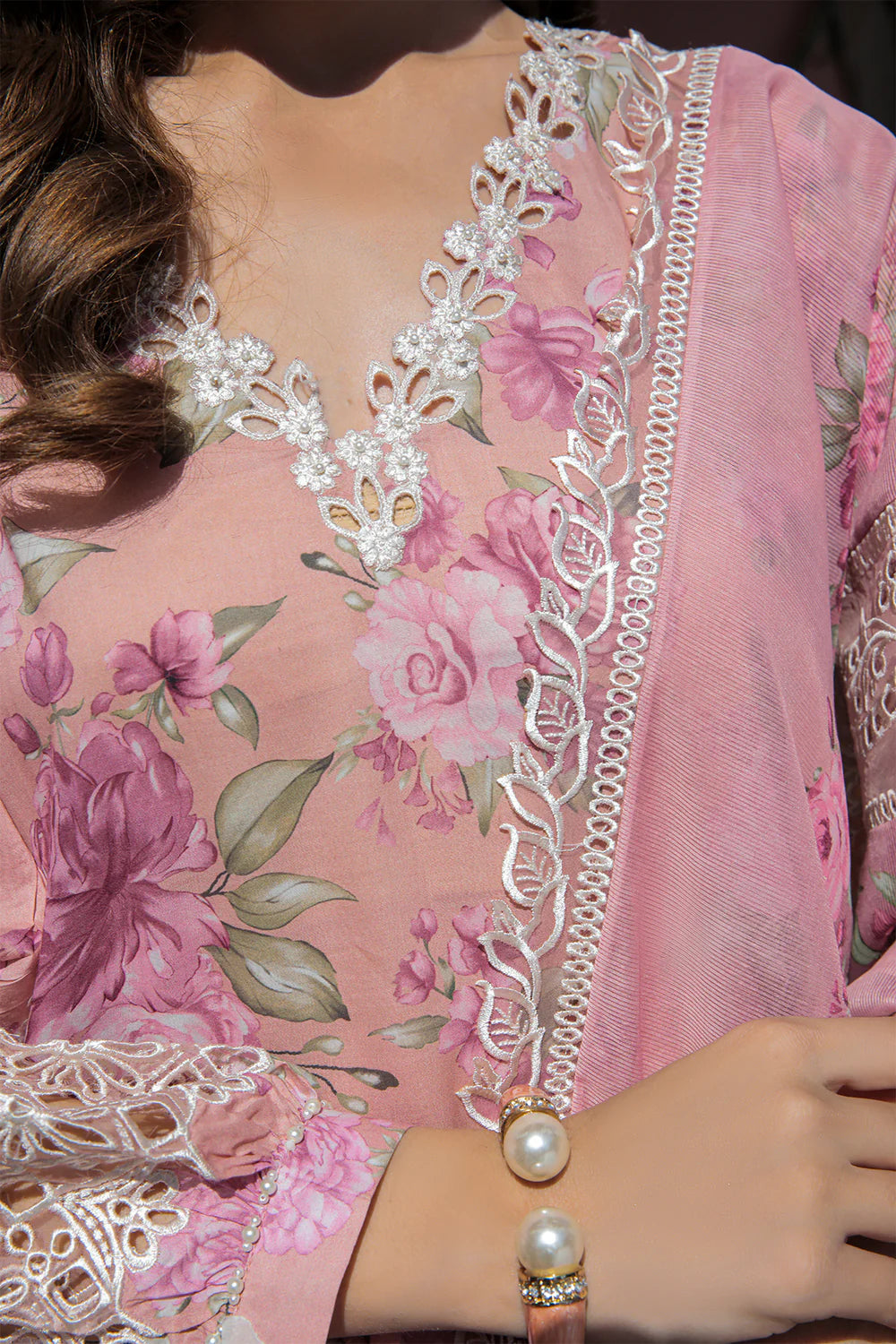 Barooque - Pink-Embroidered Lawn 3 Piece Unstitched Suit