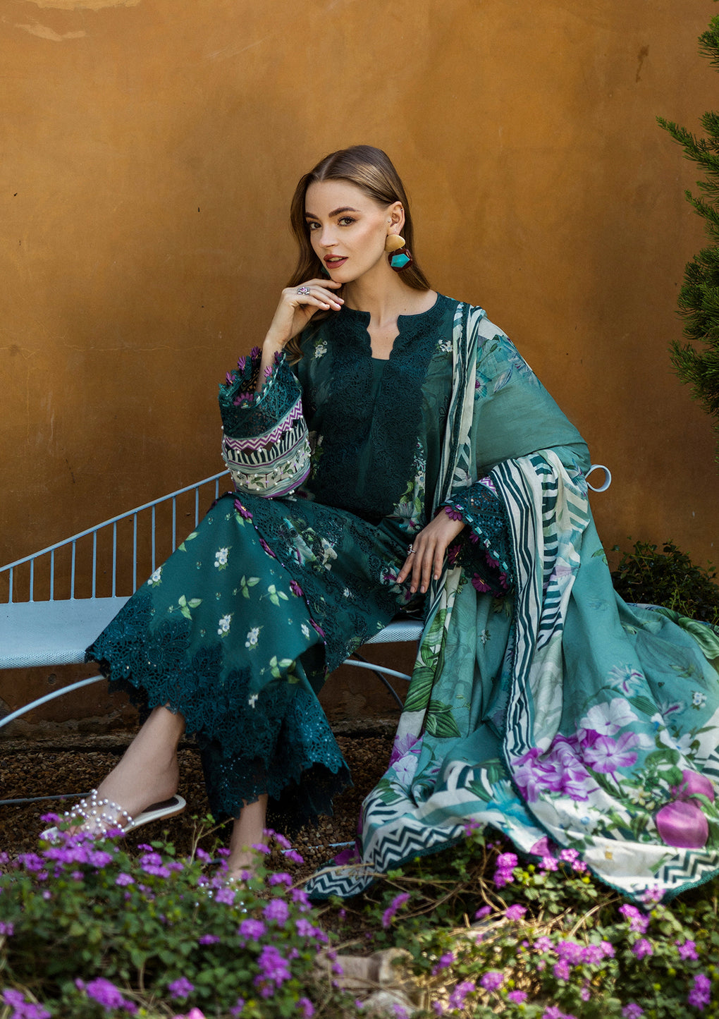 Elaf ELK-07B | Green - Chikankari Collection