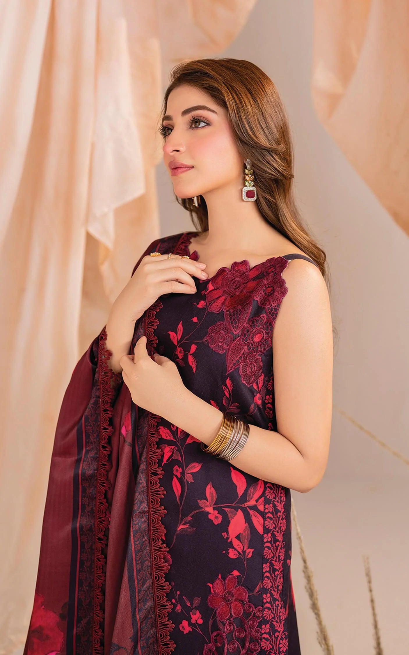 Asifa & Nabeel - Lawn - Meraki - Black & Red
