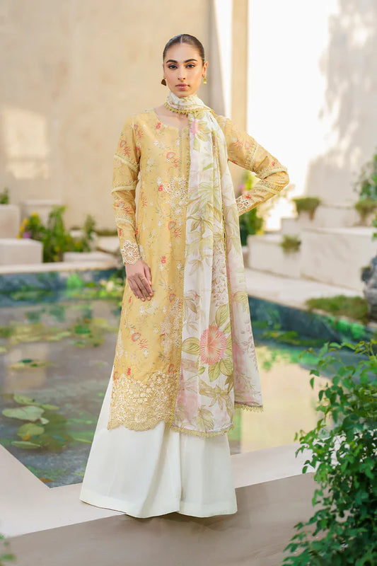 Yellow-Iznik Luxury Embroidered Lawn SFL-09