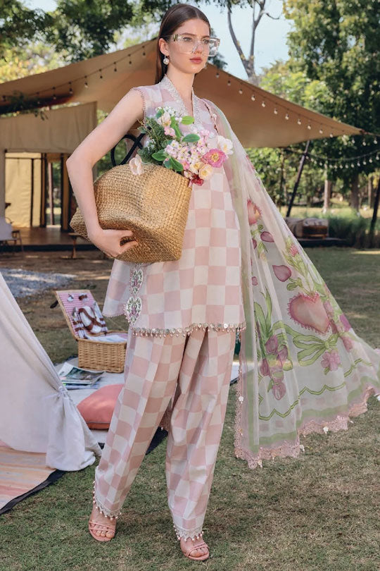 Maria B D-6A | Pink & White - Lawn Collection