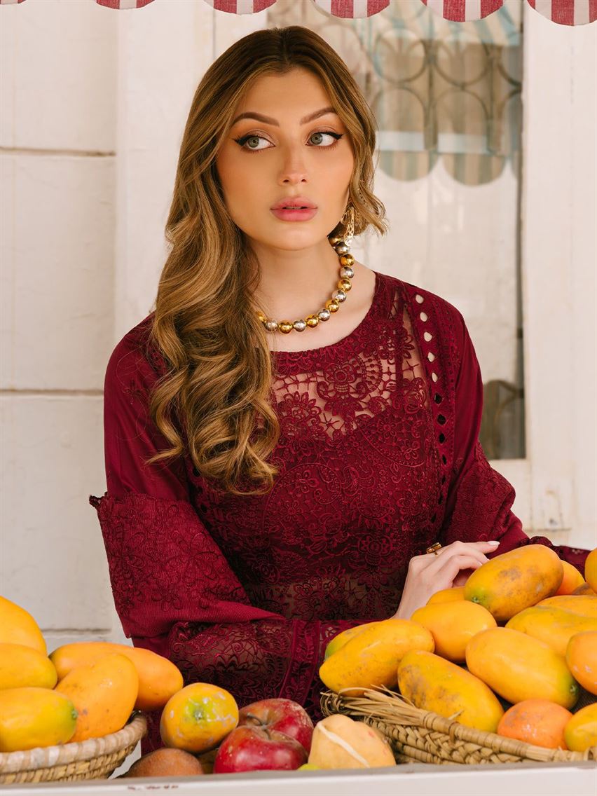 Adan Libas |  Deep Maroon - Luxury Lawn