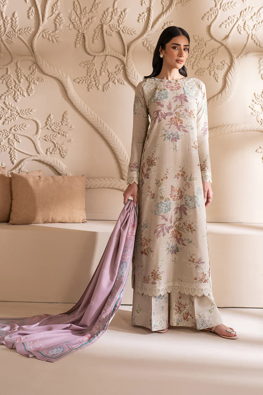 Lawn-Iznik 3 Piece Digital Print - Skin