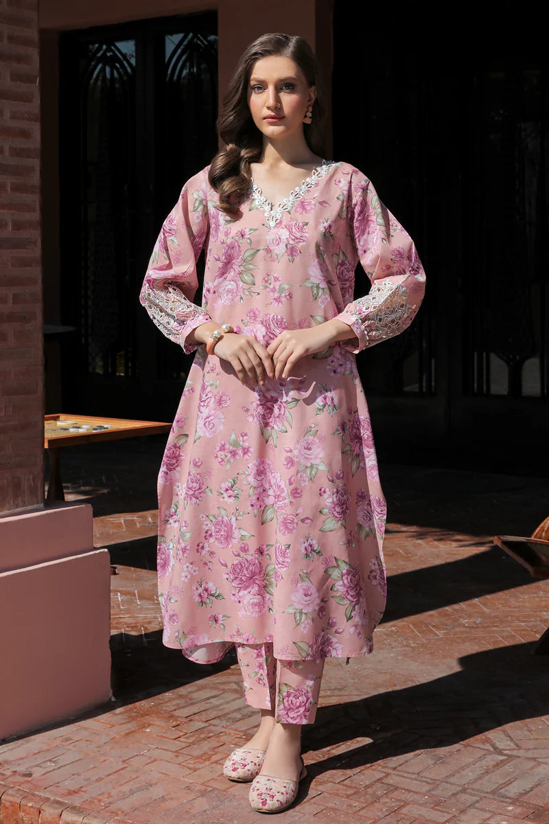 Barooque - Pink-Embroidered Lawn 3 Piece Unstitched Suit
