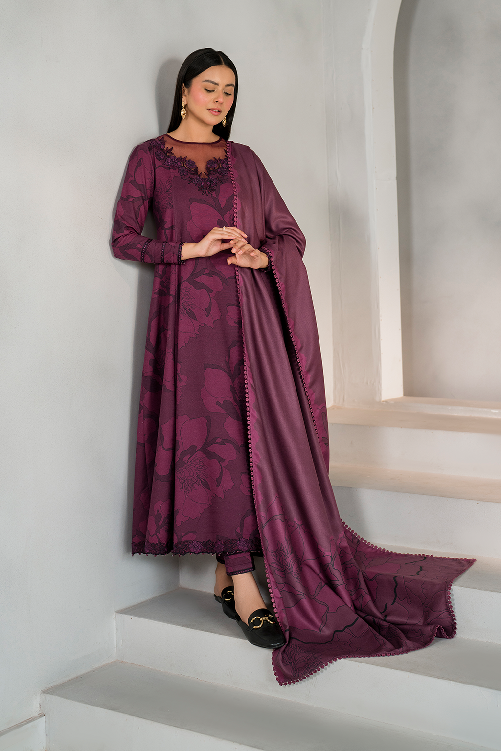 Iznik UE -351 | Maroon - Luxury Embroidered Lawn Collection