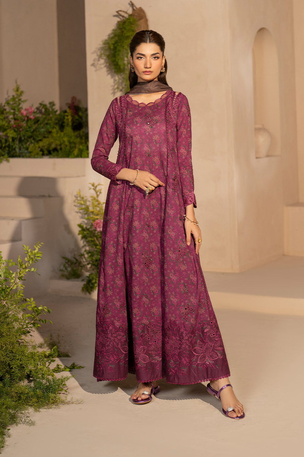Iznik EFL-09 | Burgundy - Embroidered Lawn Collection