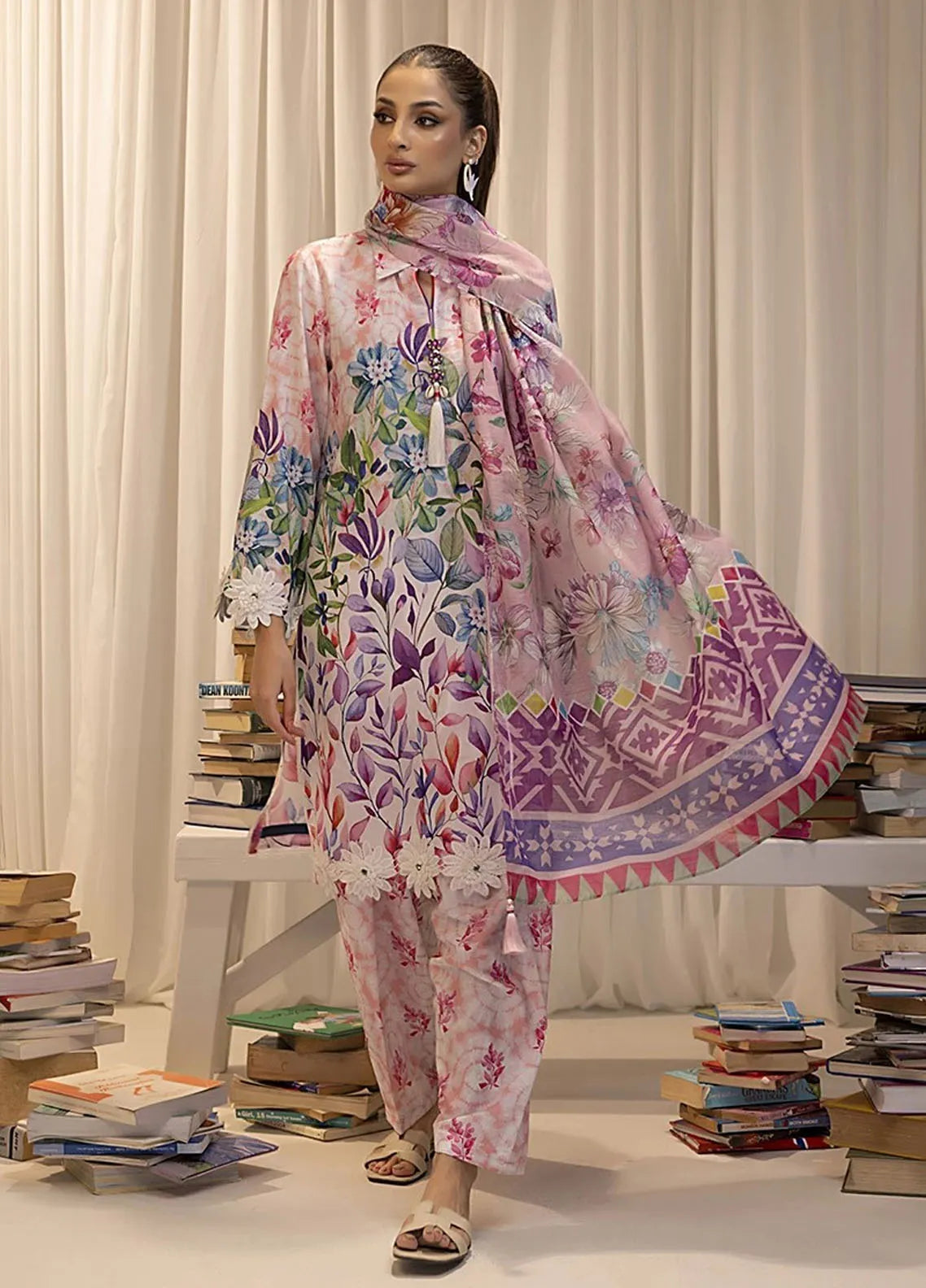 3 Piece Unstitched Printed Lawn Suit Eid Collection