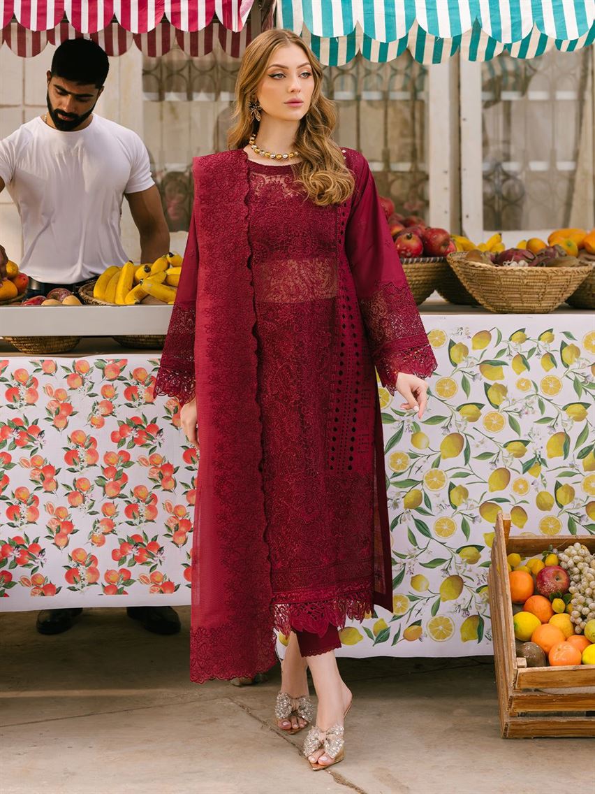 Adan Libas |  Deep Maroon - Luxury Lawn