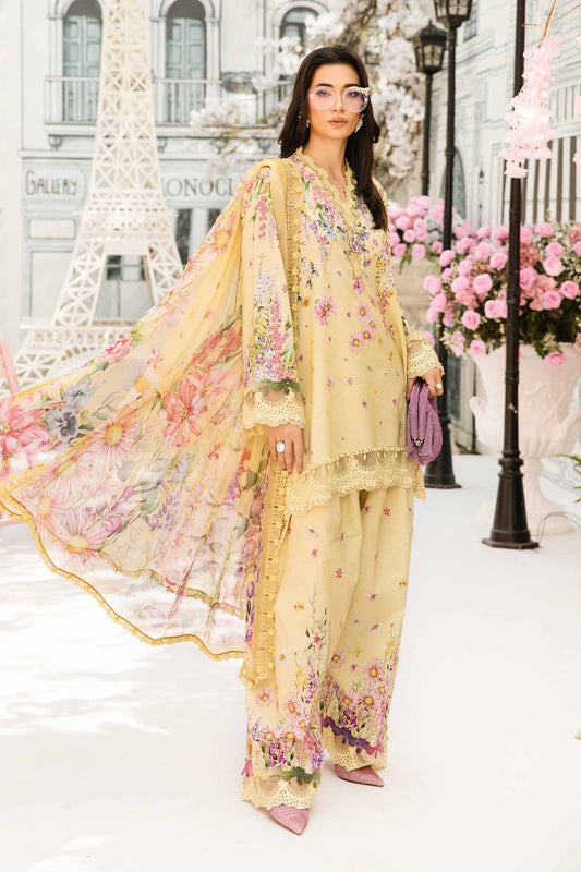 Maria B MPT-2603-A |Yellow - 3 Piece Unstitched Embroidered Lawn Suit
