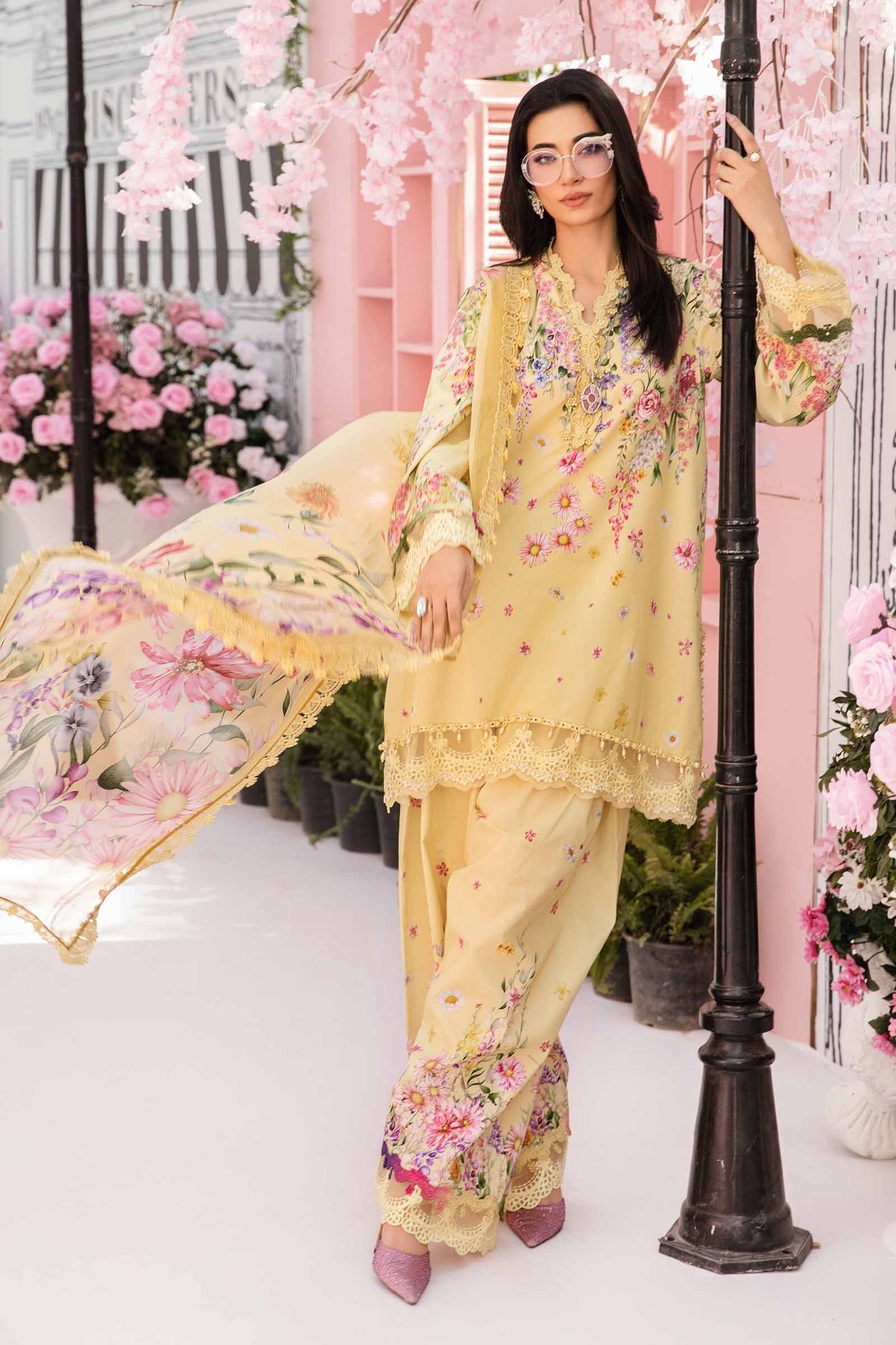 Maria B MPT-2603-A |Yellow - 3 Piece Unstitched Embroidered Lawn Suit
