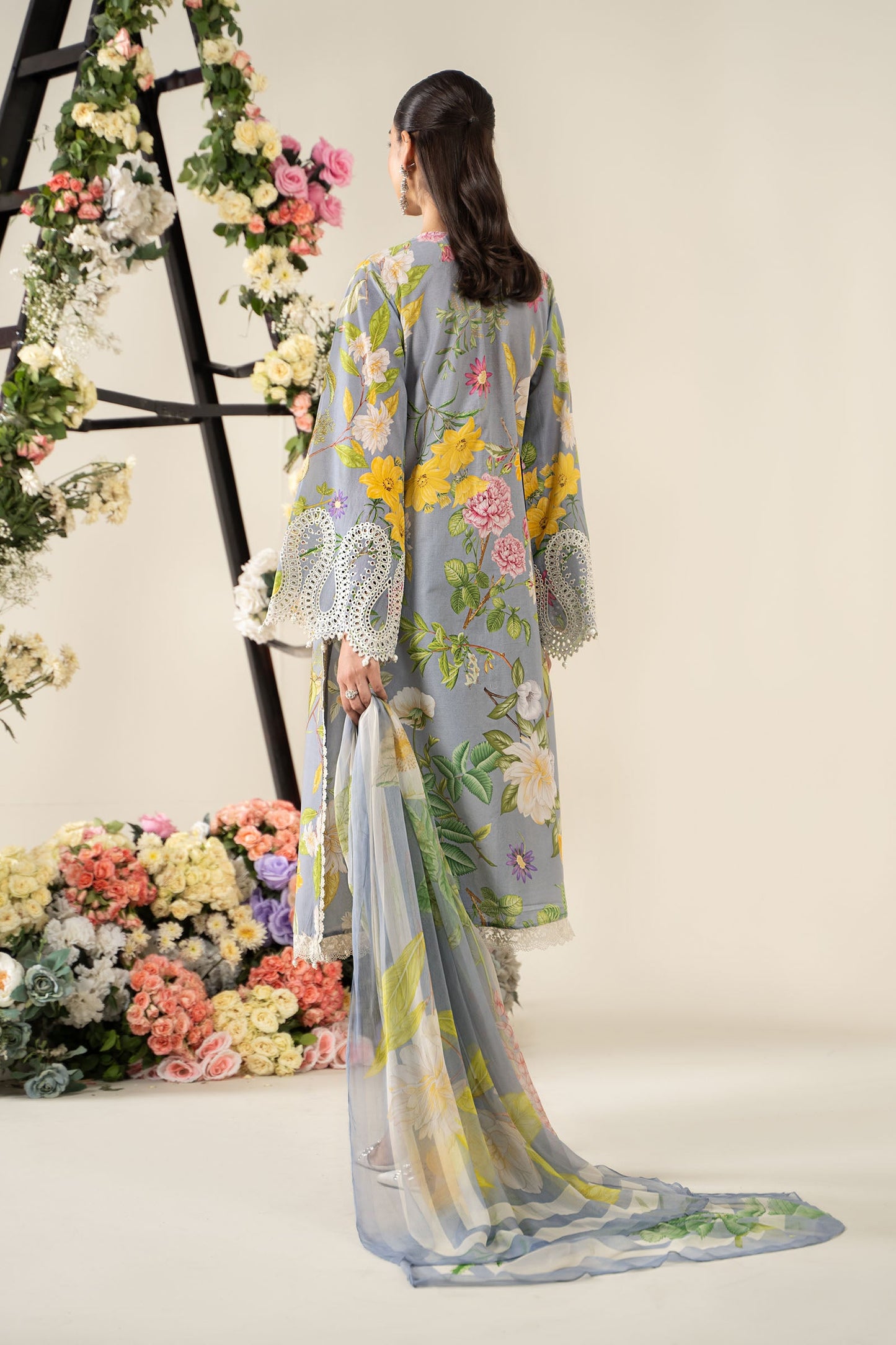 Maria B | Grey - Lawn With Chiffon Dupatta Collection