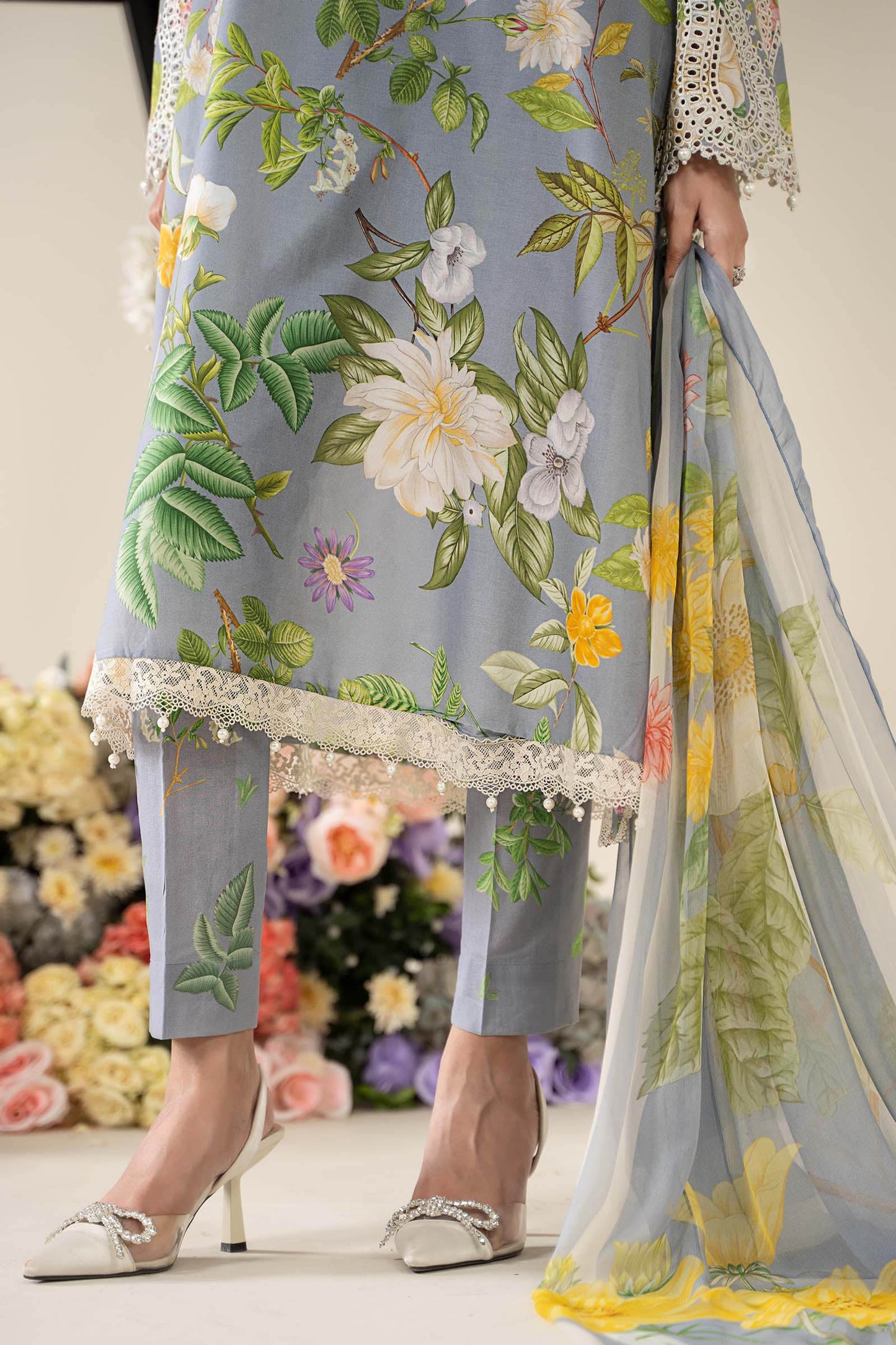 Maria B | Grey - Lawn With Chiffon Dupatta Collection