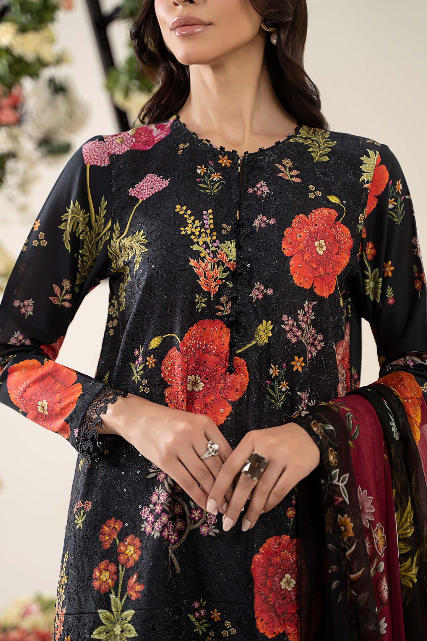 Maria B MPT-2607-B | Black - 3 Piece Unstitched Embroidered Lawn Suit