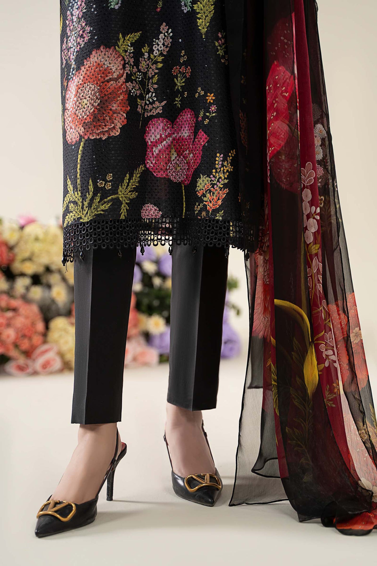 Maria B MPT-2607-B | Black - 3 Piece Unstitched Embroidered Lawn Suit