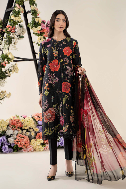 Maria B MPT-2607-B | Black - 3 Piece Unstitched Embroidered Lawn Suit