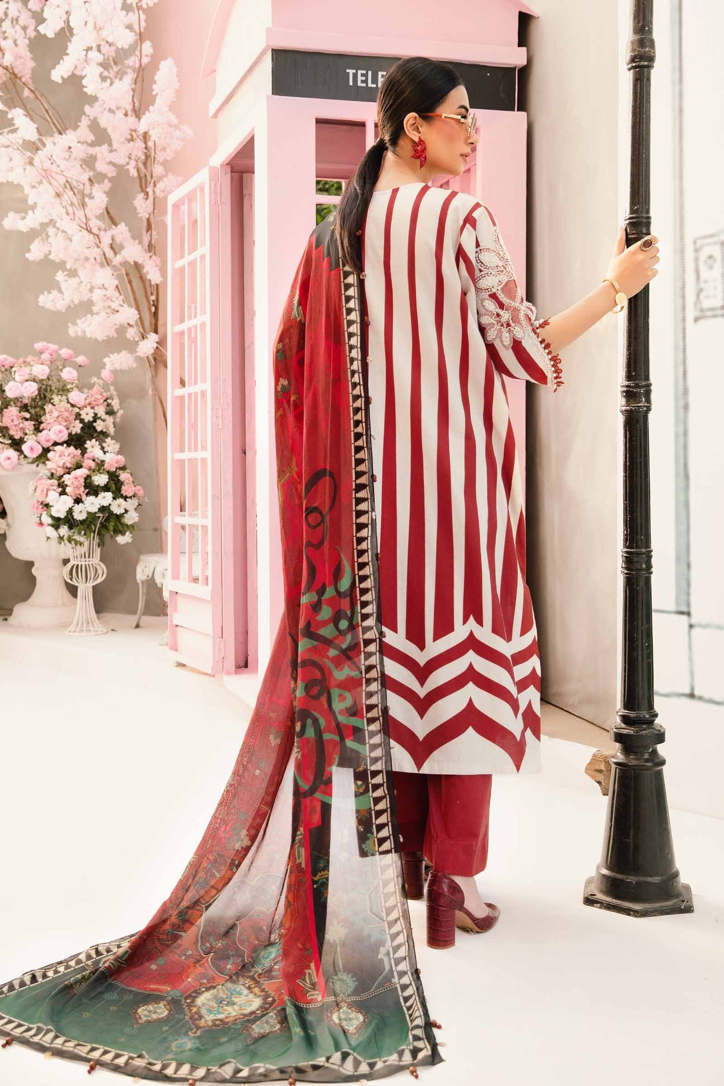 Maria B MPT-2609-A | Red - 3 Piece Unstitched Embroidered Lawn Suit