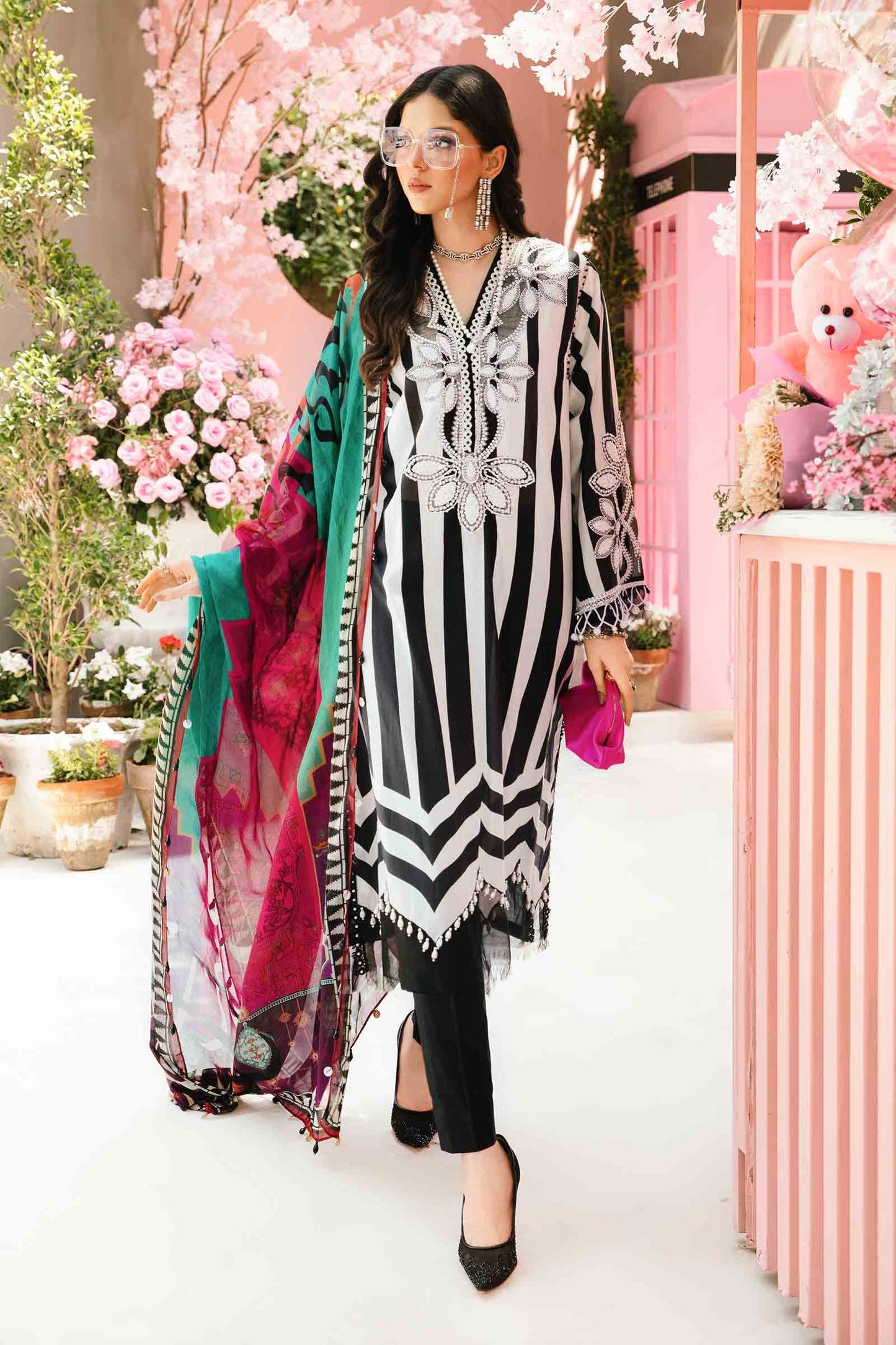Maria B MPT-2609-B | Black - 3 Piece Unstitched Embroidered Lawn Suit