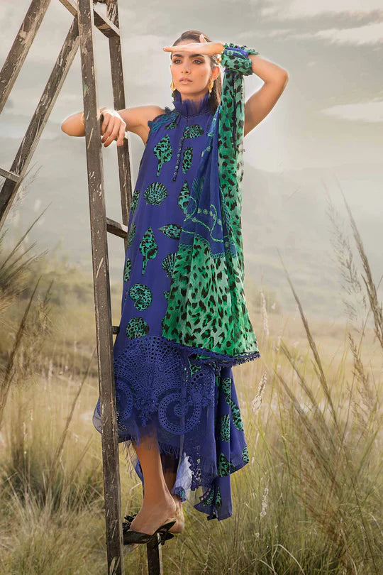 3 Piece Unstitched Printed Lawn Suit | MPT-2410-A- Blue-Lawn