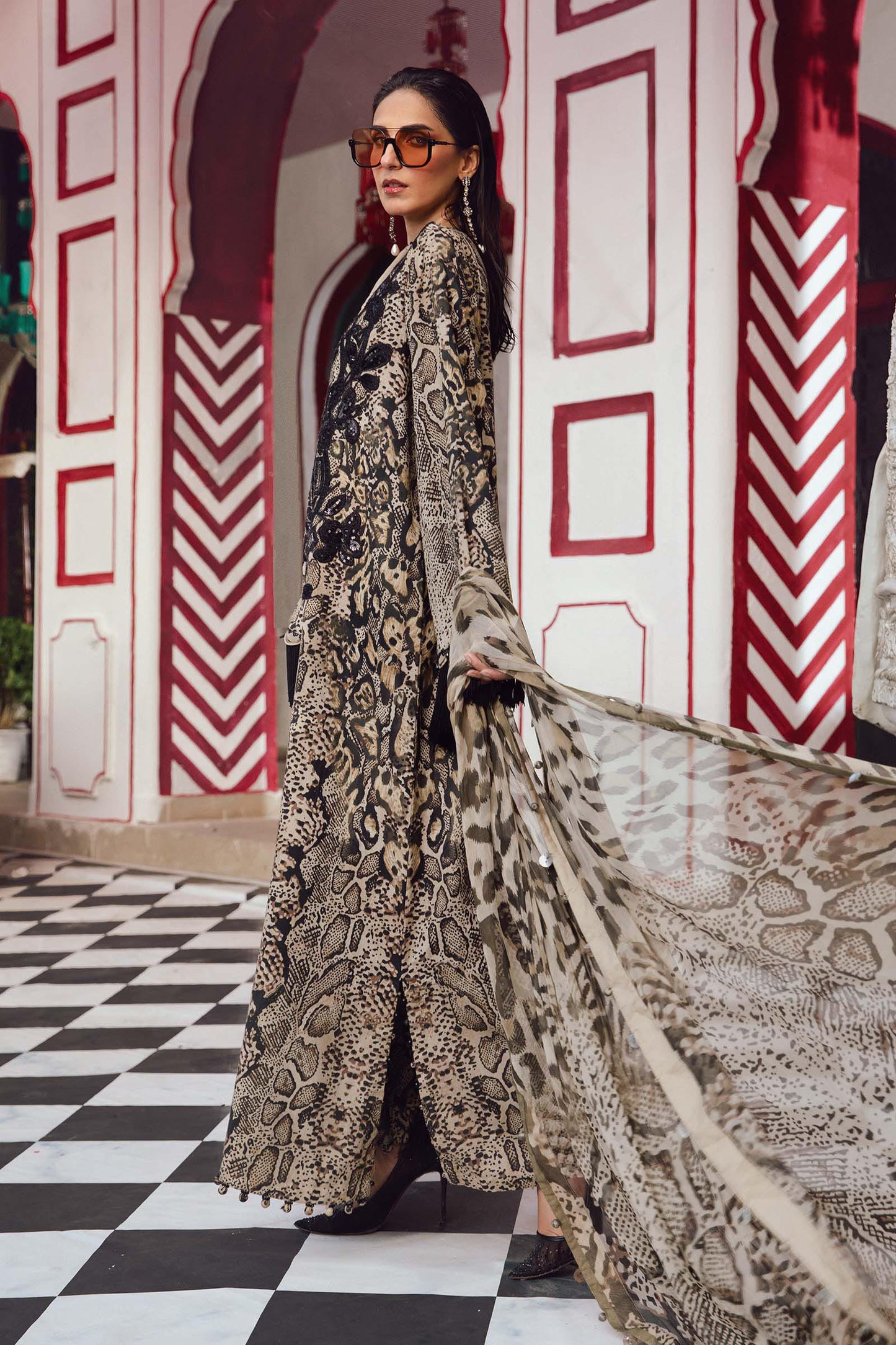 Maria.B MPT-2702 | Beige & Black - Lawn Collection