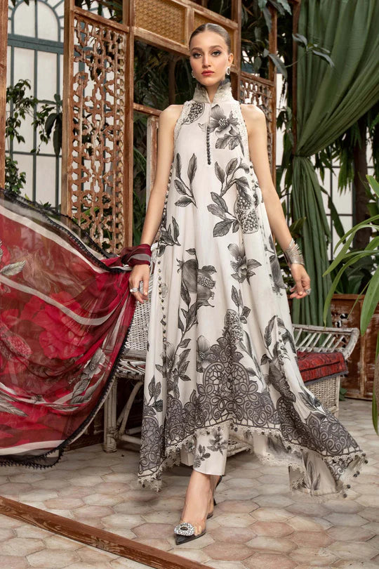 Lawn-White Unstitched M.Prints | MPT-1803-A