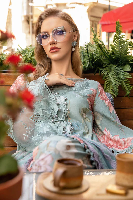 Aqua-3 Piece Unstitched Printed Cambric Suit | MPT-2306-A