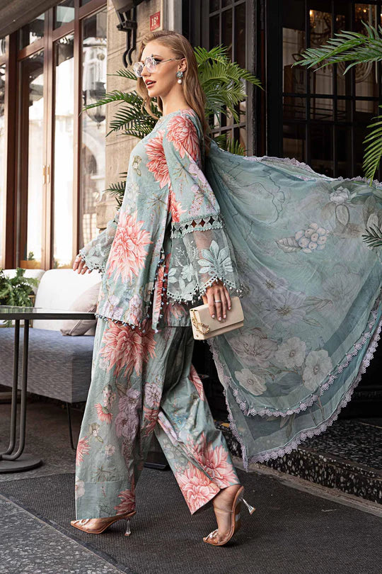 Aqua-3 Piece Unstitched Printed Cambric Suit | MPT-2306-A