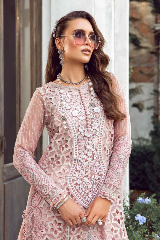 Maria B - 3 Piece - Unstitched Suit |Organza-24-06-Pink-Fabric
