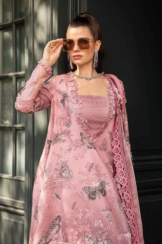 Pink-3 Piece Unstitched Printed Cambric Suit | MPT-2308-A