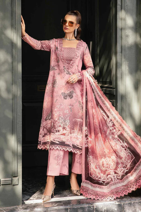 Pink-3 Piece Unstitched Printed Cambric Suit | MPT-2308-A