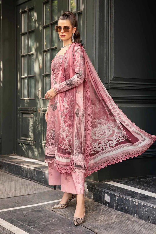 Pink-3 Piece Unstitched Printed Cambric Suit | MPT-2308-A