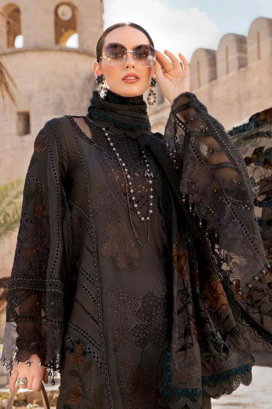 Unstitched Lawn | D-2407-B-Black-Chikankari