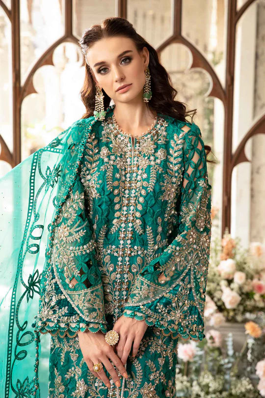 3 Piece Unstitched Embroidered Suit | BD-2806-Green-Organza