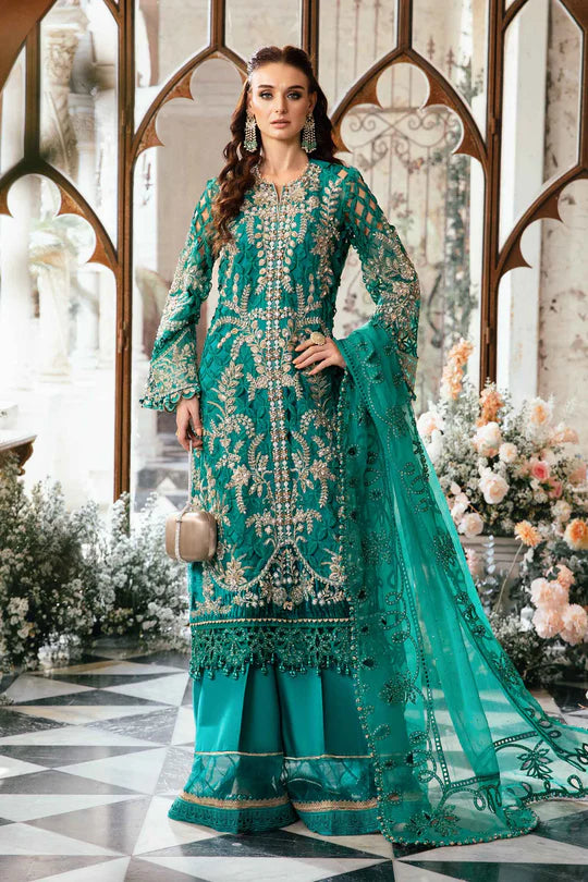 3 Piece Unstitched Embroidered Suit | BD-2806-Green-Organza