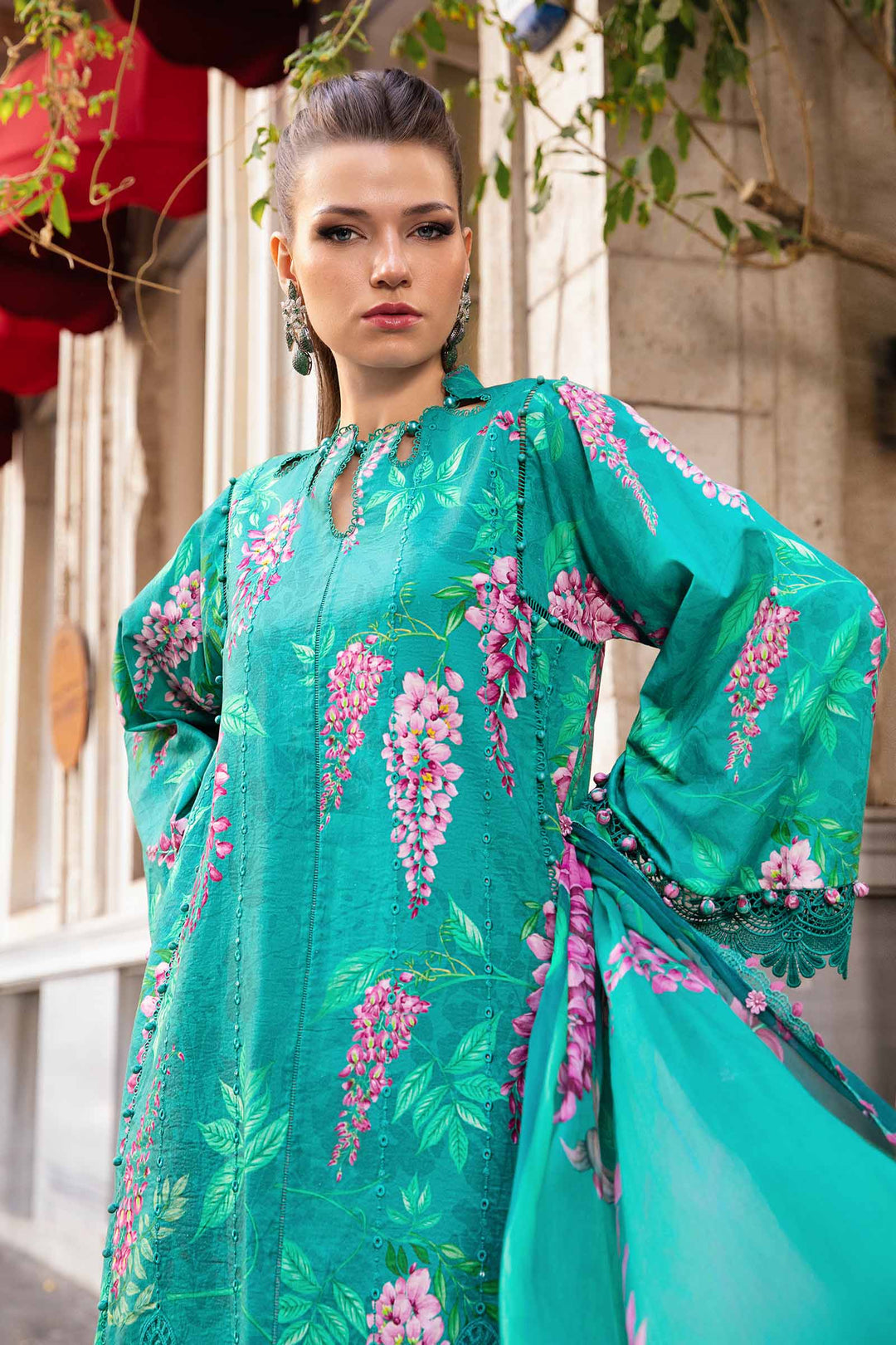 Green-3 Piece Unstitched Printed Cambric Suit | MPT-2301-A