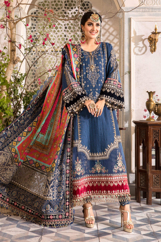Lawn-Unstitched MBROIDERED - Midnight Blue (BD-2407)