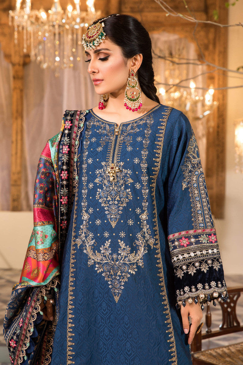 Lawn-Unstitched MBROIDERED - Midnight Blue (BD-2407)