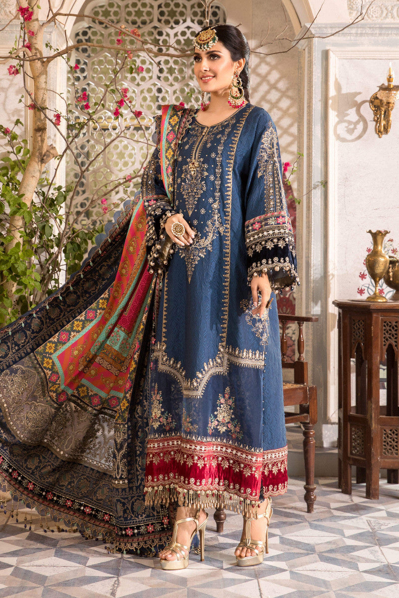 Lawn-Unstitched MBROIDERED - Midnight Blue (BD-2407)