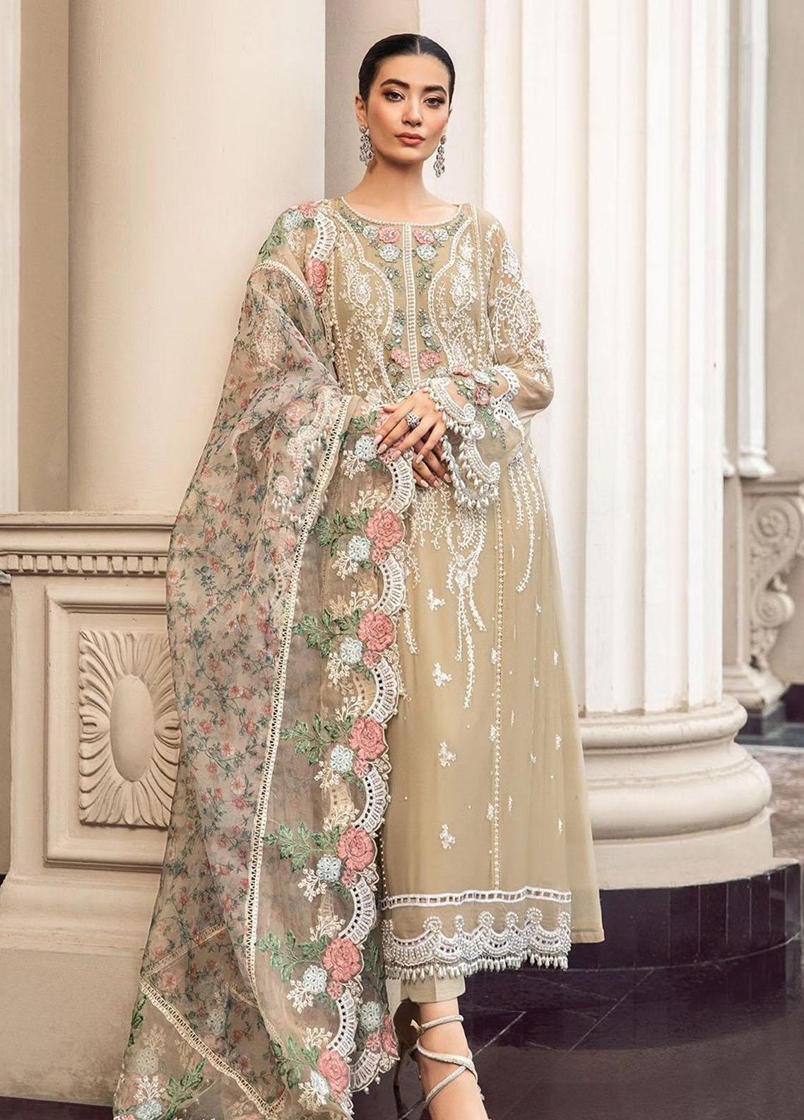 Maria B - Unstitched Chiffon | MPC-23-101-Coffee-Chiffon